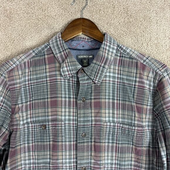 Toad&Co Shirt Mens Size Medium M Gray Plaid Flannel Long Sleeve Organic Cotton - Picture 2 of 13